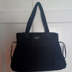 Victoria's Secret Black Ruffle Large Drawstring Tote